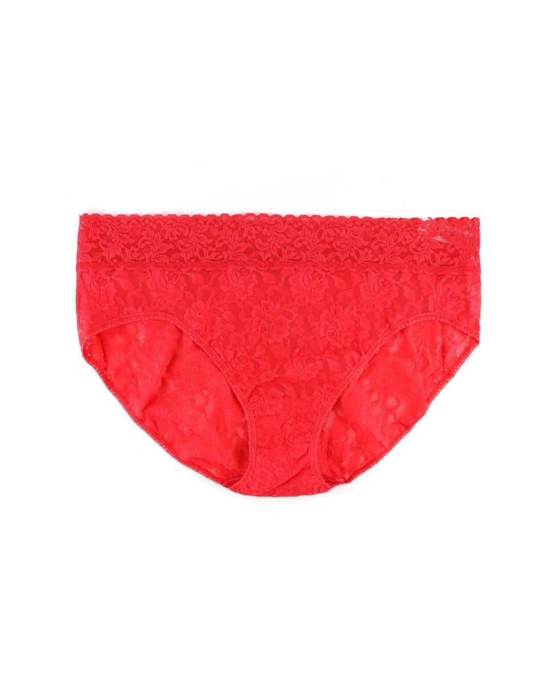Front of a size 2X SIGNATURE LACE PLUS SIZE FRENCH BRIEF in DSCR-DEEP SEA CORAL by Hanky Panky. | dia_product_style_image_id:273794